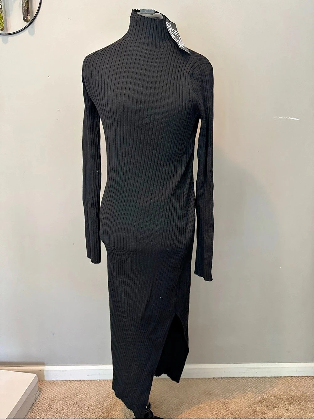 Future Collective Black Ribbed Maxi Dress NWT
